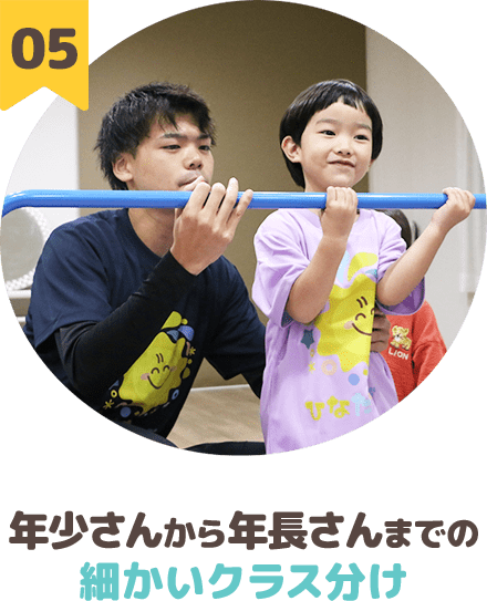 年少さんから年長さんまでの細かいクラス分け